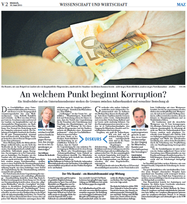 An welchem Punkt beginnt Korruption?